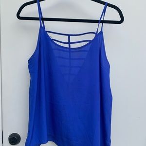Blue top with open pattern back